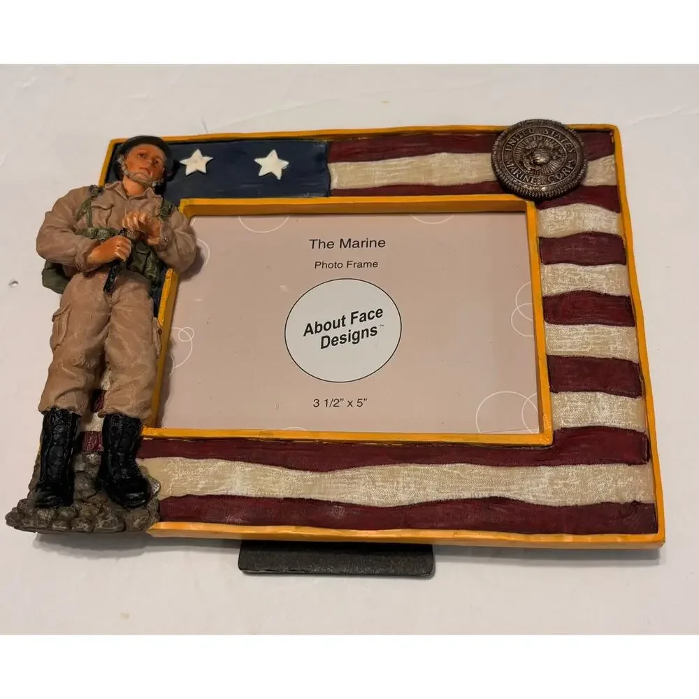 About Face Designs Marine Photo Frame Military Patriotic 3.5x5 NEW